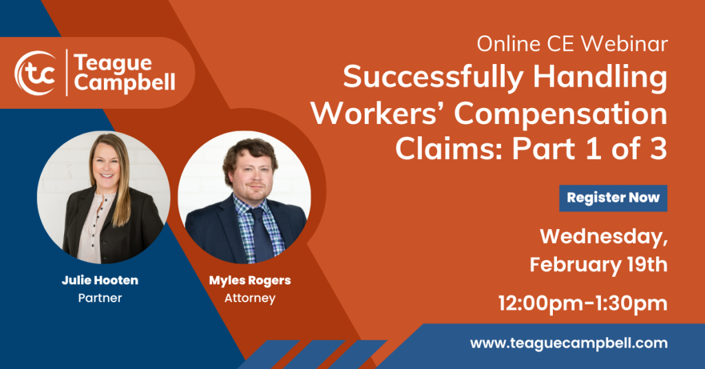 Free CE Webinar Mini-Series: NC Workers' Comp Claims Part 1