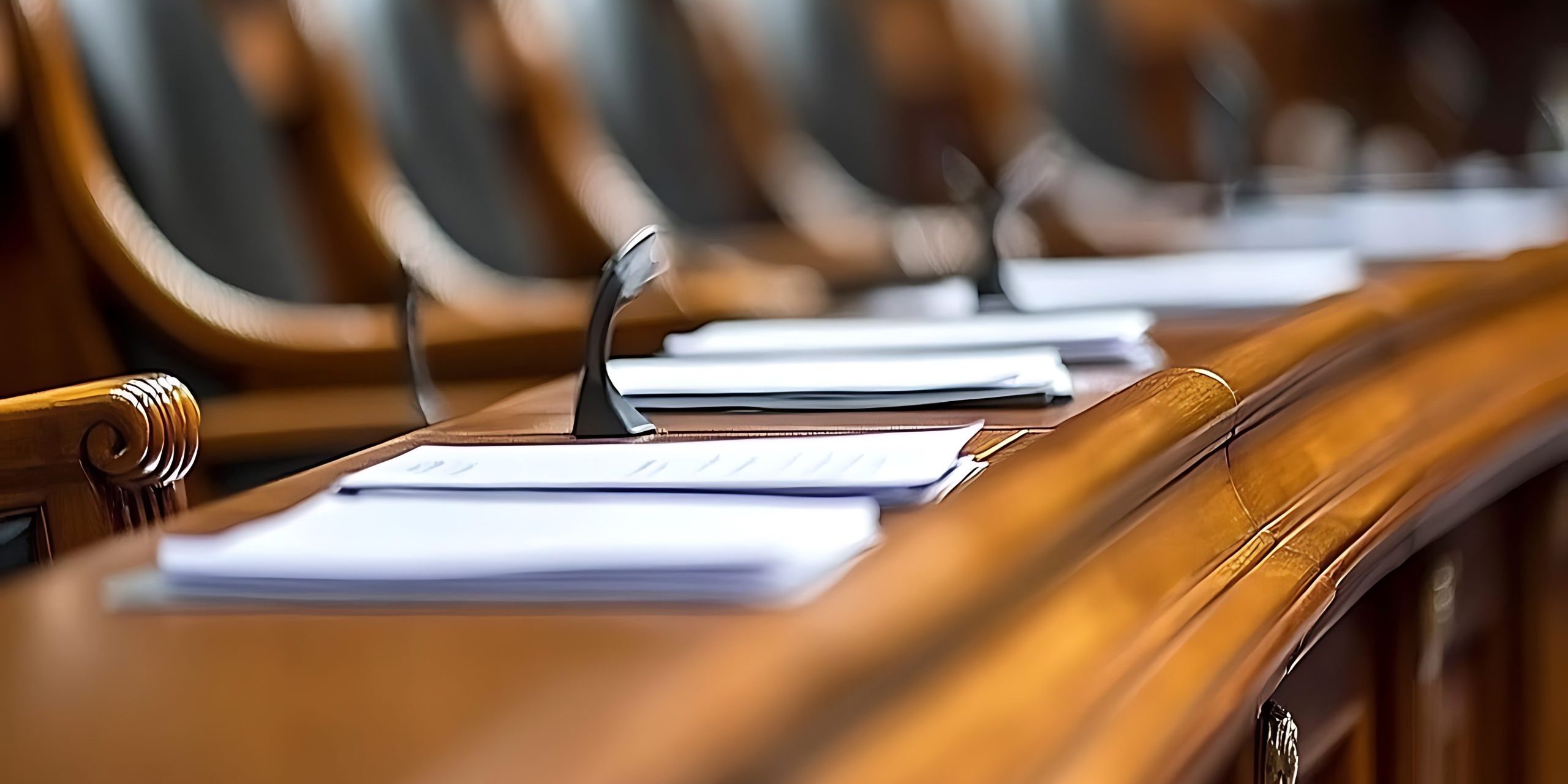Documents on council chamber table